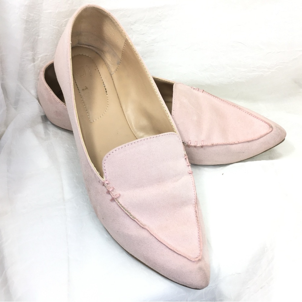JustFab Pointed Toe Faux Suede Loafers - Light Pink - Campbell -9-